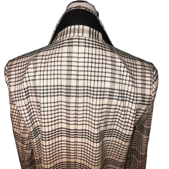 MNG Mango, S, tan black plaid long sleeve single button padded knit blazer  - Picture 4 of 11